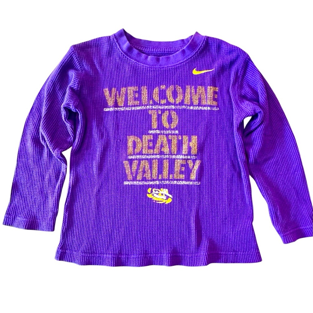 Nike Boys Size 7 LSU Thermal Long Sleeve “Welcome To Death Valley” Tee